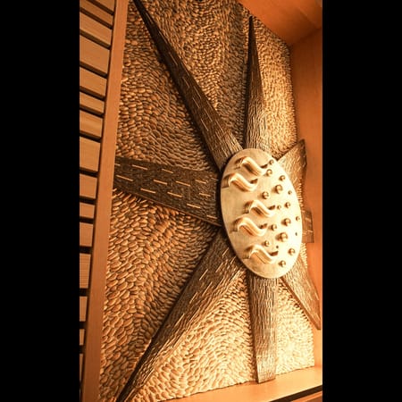 Interior wall relief sculpture, detail view